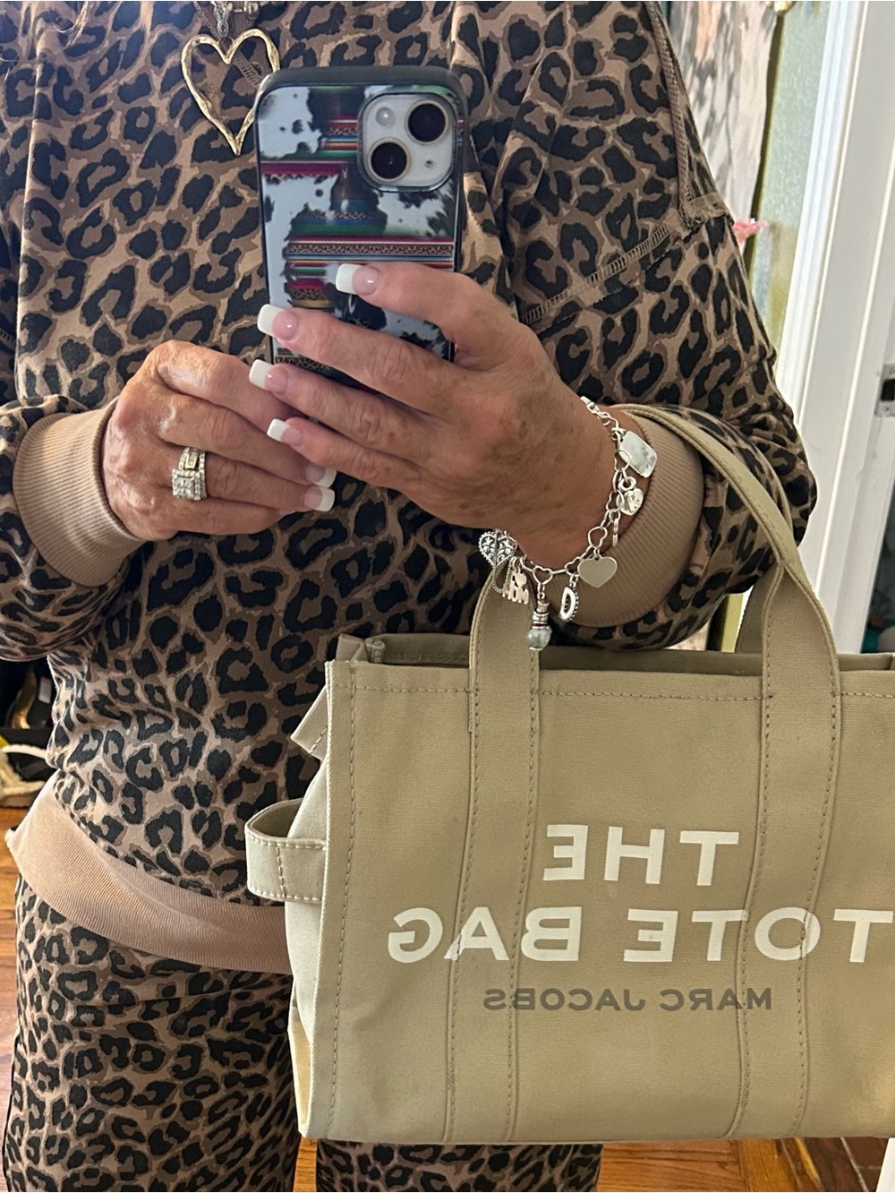 Marc Jacobs Canvas Tote Bag in Beige with Black Strap